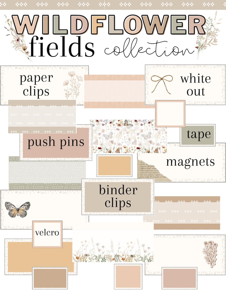 Wildflower Fields Teacher Toolbox Labels [editable] - Etsy