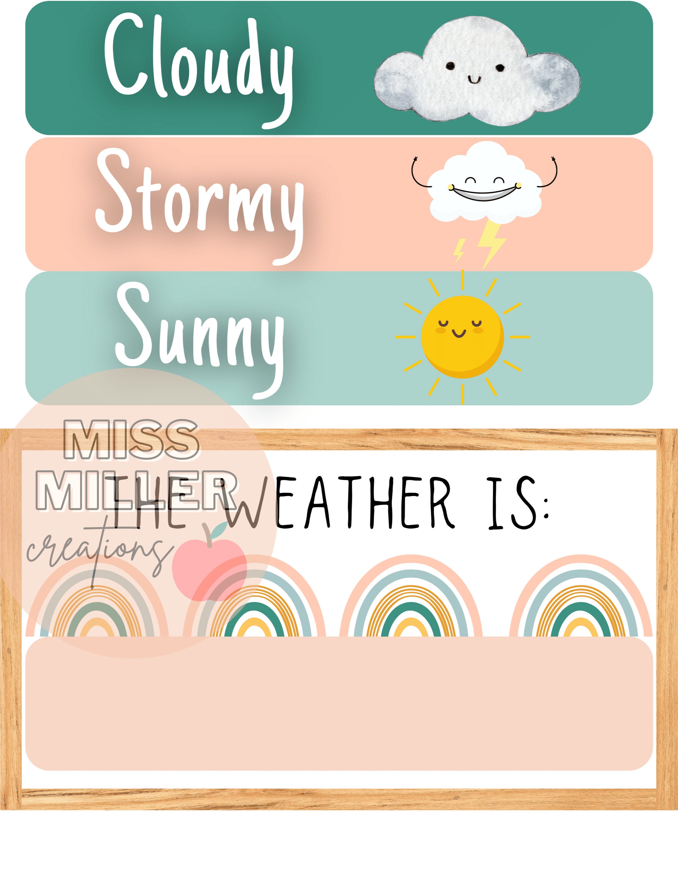 Modern Boho Rainbow Classroom Calendar - Etsy