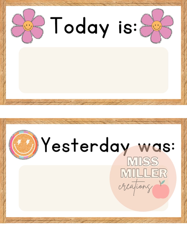 Groovy Glitter Classroom Calendar editable Features Etsy