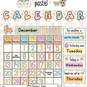 Pastellfarbener Klassenzimmer-Kalender
