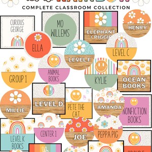 Retro Rainbow Classroom Labels [editable]