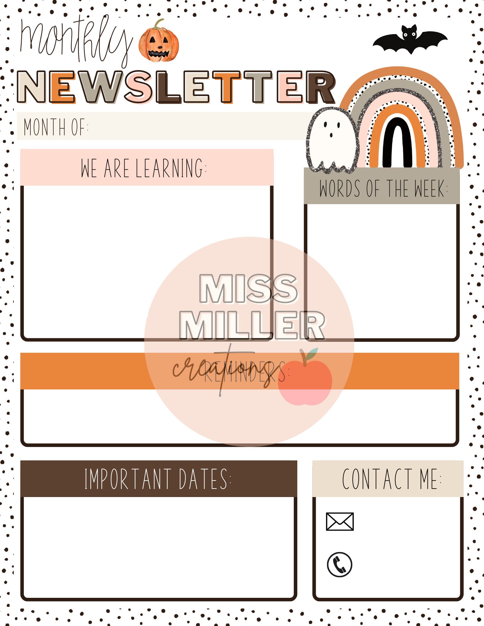 Boho Halloween Newsletter Template editable - Etsy