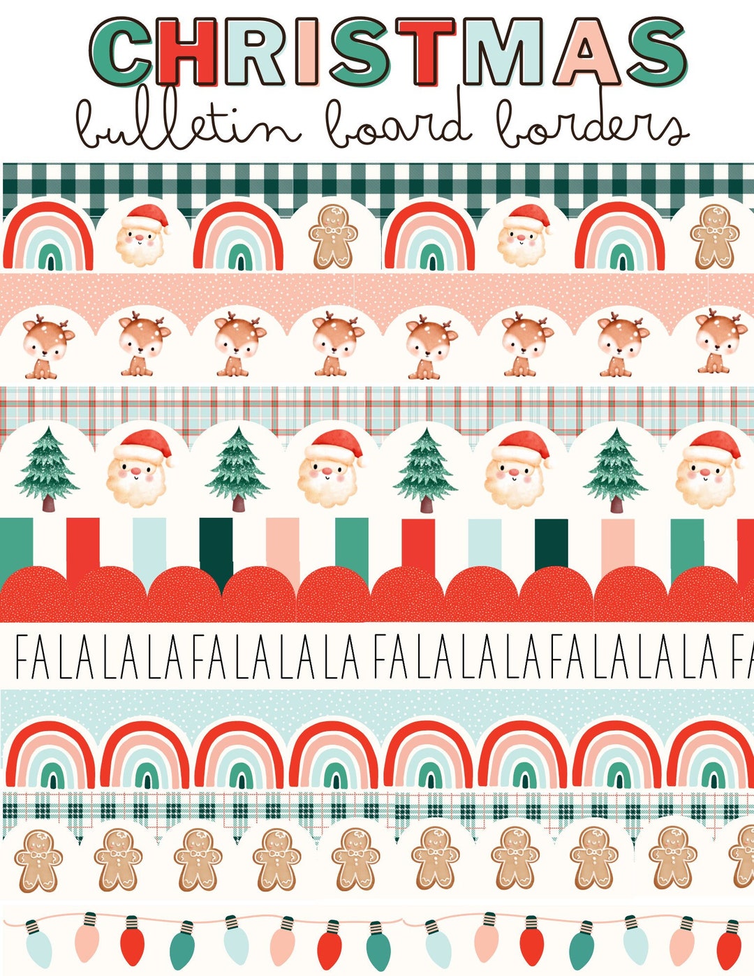 modern christmas bulletin board borders - etsy
