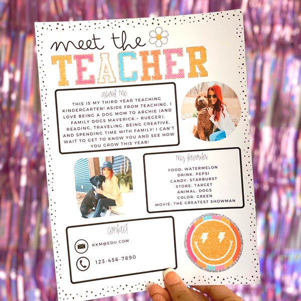 Groovy Glitter Meet the Teacher Template