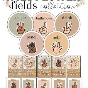 Wildflower Fields Hand Signals Classroom Posters [editable]