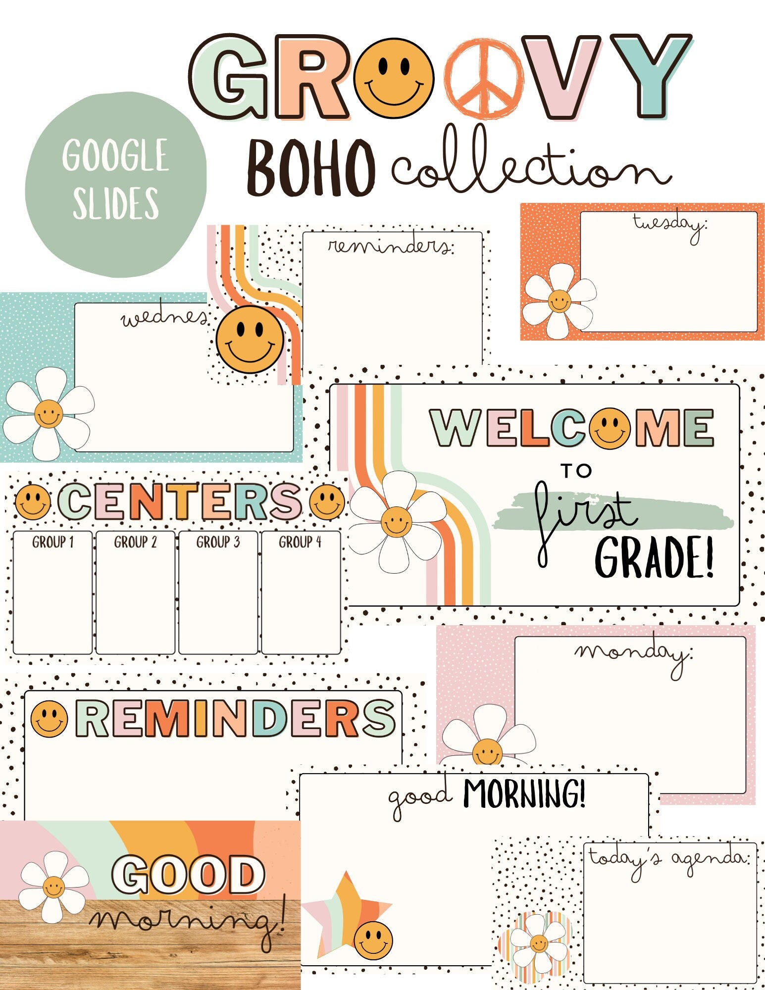 Groovy Boho Google Slides Templates Etsy