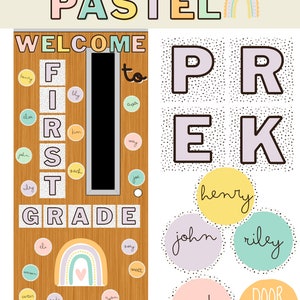 Pastel Boho Rainbow Classroom Door Display