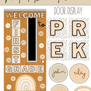 Neutral Boho Rainbow Classroom Door Display
