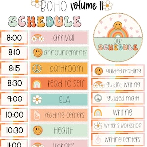 Horario de clases de Groovy Boho Volumen II [editable]