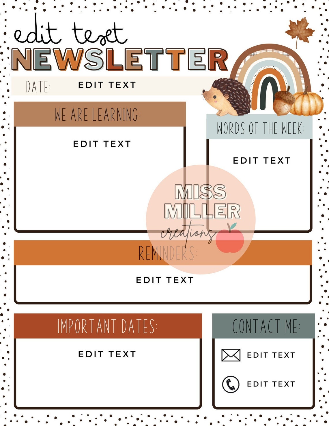 Fall/autumn Newsletter Template editable - Etsy