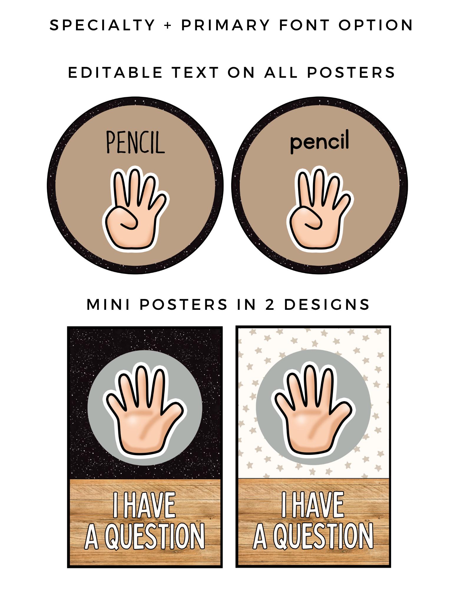 Out of This World Hand Signals Classroom Posters [editable] - Etsy