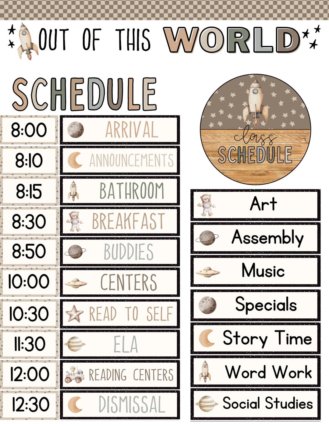 Out of This World Classroom Schedule [editable] - Etsy