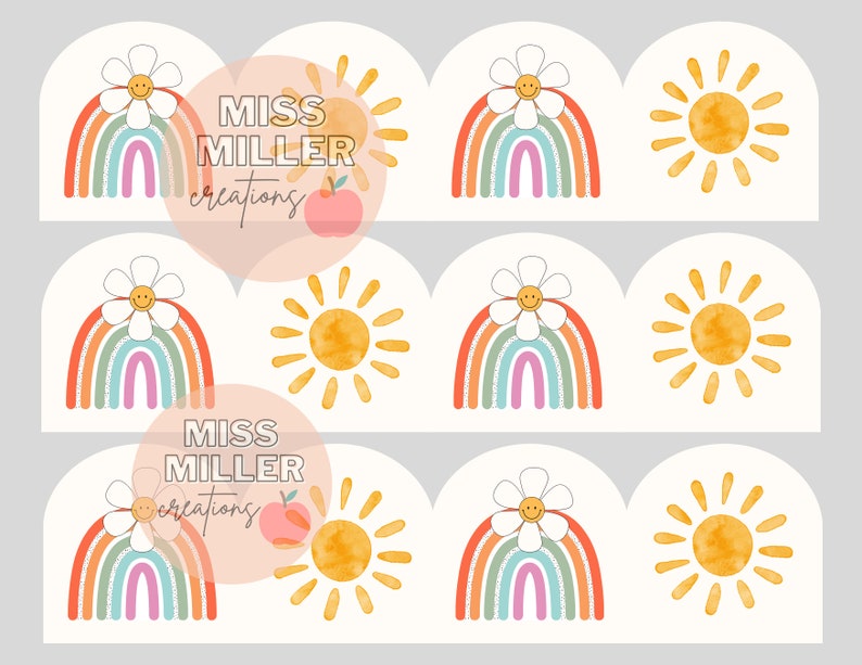 Retro Rainbow Bulletin Board Borders - Etsy