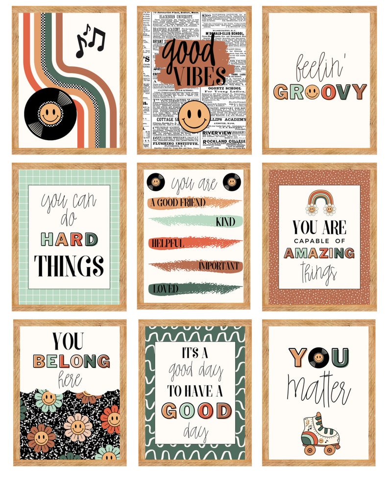 Groovy Vintage Classroom Quote Posters [editable] - Etsy