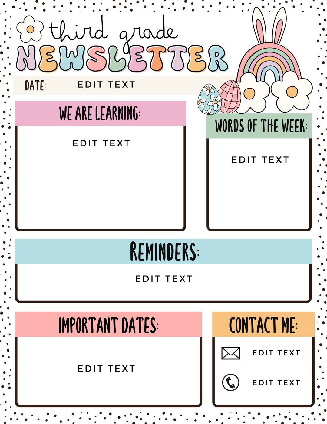Groovy Spring Newsletter Template - Etsy