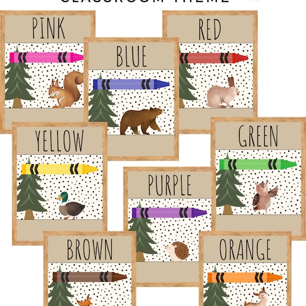 Posters couleur Woodland pour la classe