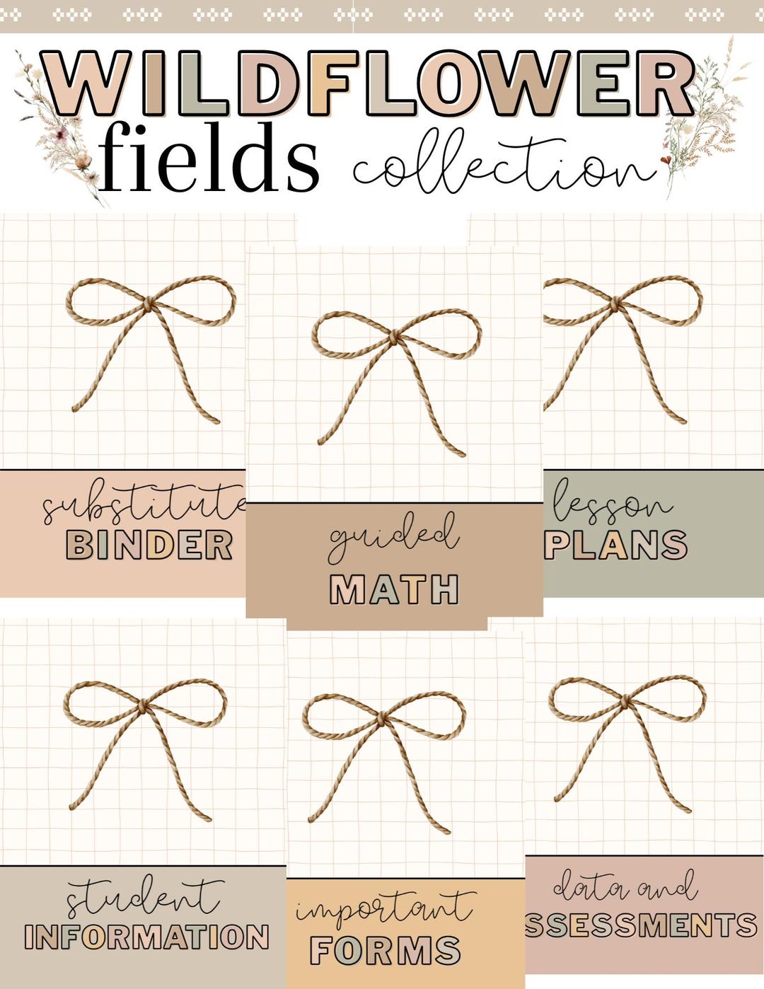 Wildflower Fields Binder Covers [editable] - Etsy
