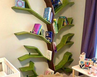 Handgemaakte houten boekenplank boom: boekenkast rustieke tak