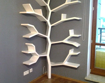 Handmade Wooden Tree Bookshelf, Rustic Farmhouse Library