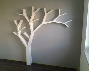 Handmade Wooden Tree Bookshelf, Rustic Branch Bookcase, Decorative Library