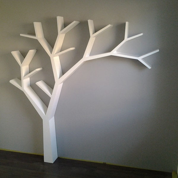 Handmade Wooden Tree Bookshelf, Rustic Branch Bookcase, Decorative Library