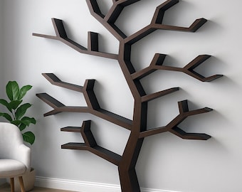 Libreria, scaffale, libreria ad albero, librerie ad albero in legno, unicorno, librerie da parete, supporto decorativo per libri in legno,