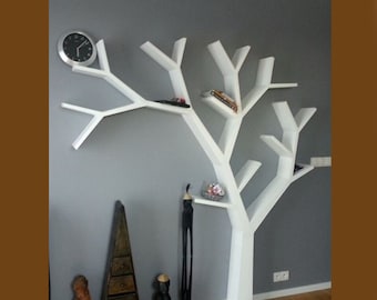 Handmade Tree Bookshelf, Decorative Wall Mounted Wooden Bookcase