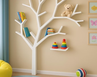 Wooden Tree Bookcases, Decorative Rustic Tree Branch Bookshelves, Book stand, Farmhouse Bookshelves, Decorative Library size: H200 W200 D17