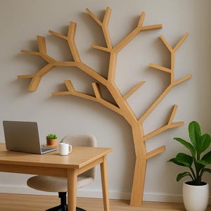 Libreria ad albero fatta a mano, libreria da parete in legno, biblioteca decorativa immagine 5