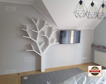 Handmade Wooden Tree Bookshelf, Rustic Branch Design, Nursery Decor