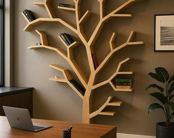 Solid Wood Tree Bookshelf: Montessori Decor, Kids Room Wall Art, Nursery Bookshelf, office Treebookcase