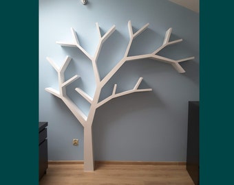 Live Edge Pine Tree Wall Bookcases, Reclaimed Wood Tree Bookshelves, Wooden Book stand, Farmhouse Bookshelves, Decorative Library