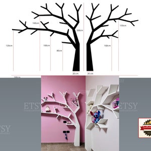 Puede incluir: Una estanter&iacute;a de &aacute;rbol de madera blanca con ramas que se extienden desde la pared. La estanter&iacute;a tiene 200 cm de alto y 150 cm de ancho. La estanter&iacute;a est&aacute; dise&ntilde;ada para parecer un &aacute;rbol con ramas que se extienden desde la pared. La estanter&iacute;a est&aacute; hecha de madera blanca y tiene un acabado natural. La estanter&iacute;a es perfecta para exhibir libros, plantas u otros art&iacute;culos decorativos.