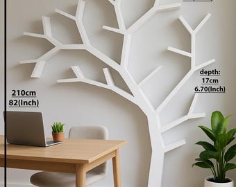 Handmade Tree Bookshelf, Wooden Wall Bookcase, Decorative Library