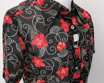 camicetta floreale vintage anni '60 deadstock camicia NOS anni '60 taglia M colletto a punta