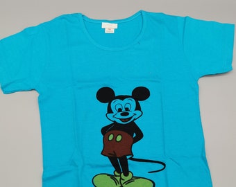 Deadstock 80er Kinder Micky Maus T-Shirt Rippshirt Gr.140 134 Space Age Vintage Tank Top Shirt 90er NOS