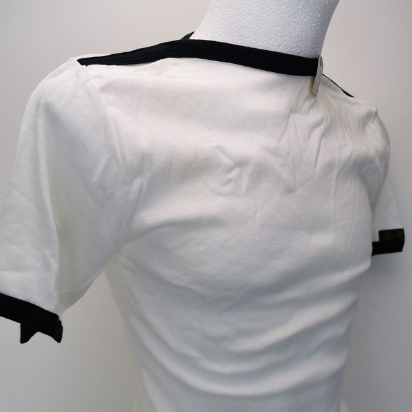 70er körpernahes Rippshirt T-Shirt Kurzarm 1/2Arm Shirt Gr.M L  80er 70s Vintage Top zweifarbig