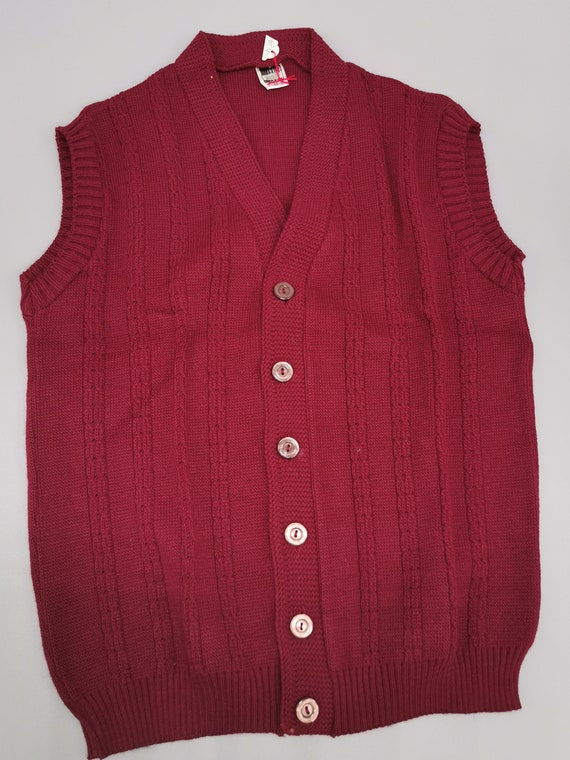 70s deadstock vintage men's knit vest slipover 60… - image 3