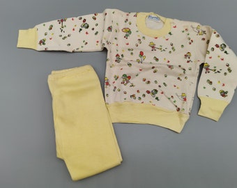 Pyjama original des années 50 pour enfants d'invendus des années 60 costume de maison en deux pièces taille 80 NOS Mid Century