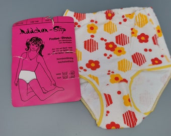 Original 60s Girls Underwear Underpants Brief Terry Cloth Vintage 70s NOS Deadstock OVP Flowers Gr.152 140