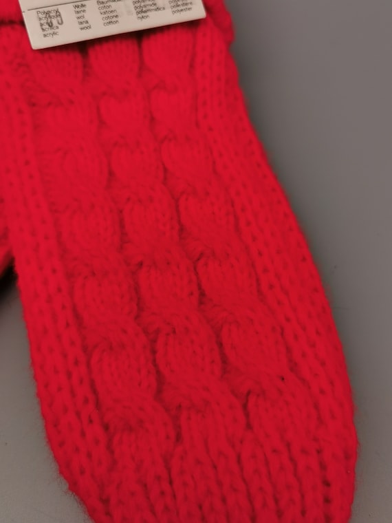 Original 70s Ergee Knit Gloves Mittens Size 3.5 V… - image 3