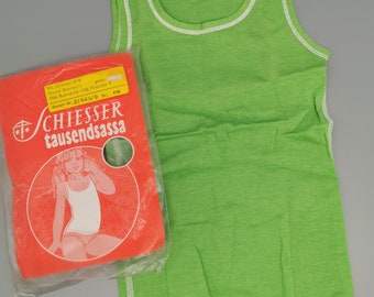 Original Schiesser Kinder 70er Unterhemd Gr.116 Space Age Vintage Tank Top Shirt 80er NOS Deadstock