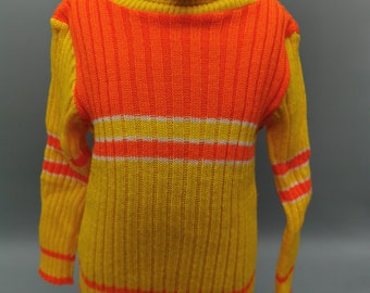 Deadstock 70s Enfants Tricoter Pull Col Roulé Gr.98 Space Age Vintage 80's Chemise NOS