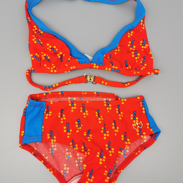 70er Jahre Deadstock Vintage Mädchen Triangel Bikini Zweiteiler Swimsuit 80er Gr. 128 122 NOS
