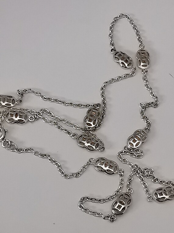 charming vintage silver colored necklace 61 cm 60… - image 8