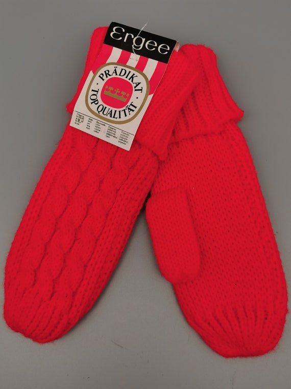 Original 70s Ergee Knit Gloves Mittens Size 3.5 V… - image 7