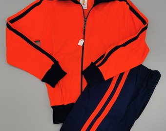 Survêtement original des années 70 pour enfants d'invendus costume de jogging costume de sport deux pièces costume de maison taille 140 rayures NOS