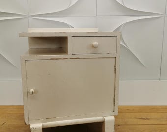 antiker Shabby Art Deco Nachttisch Beistelltisch Konsolentisch Konsole Kommode Anrichte Ablage 1910 20er 30er Bauhaus weiß