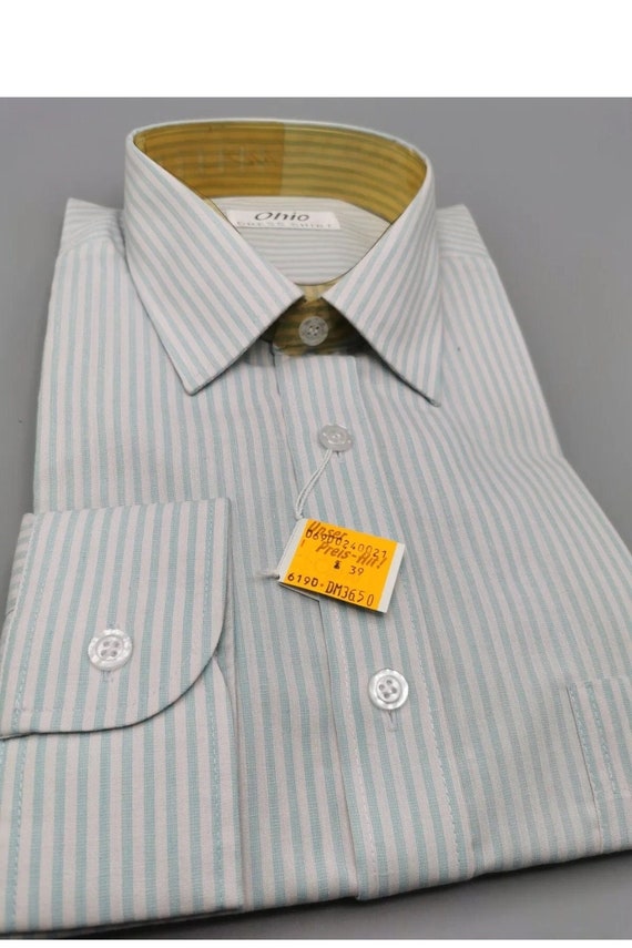 80er Vintage Langarm Herren Hemd Streifen Business