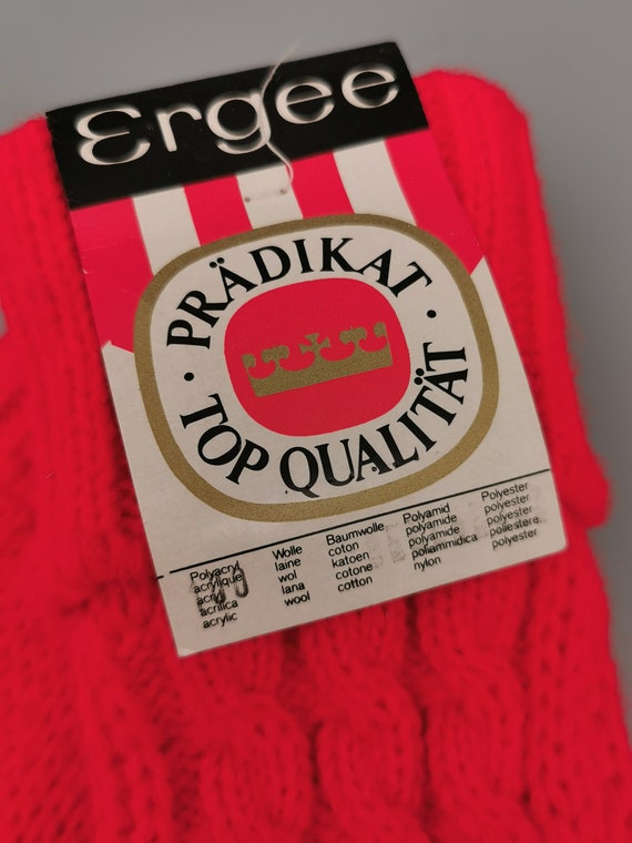 Original 70s Ergee Knit Gloves Mittens Size 3.5 V… - image 4